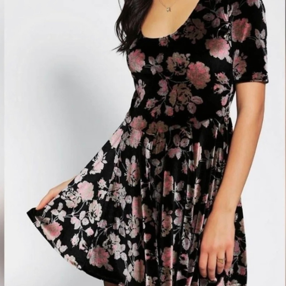 UO velvet floral skater dress